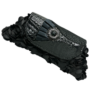 Evening Event Clutch Romantic Black Roses with vintage Flower