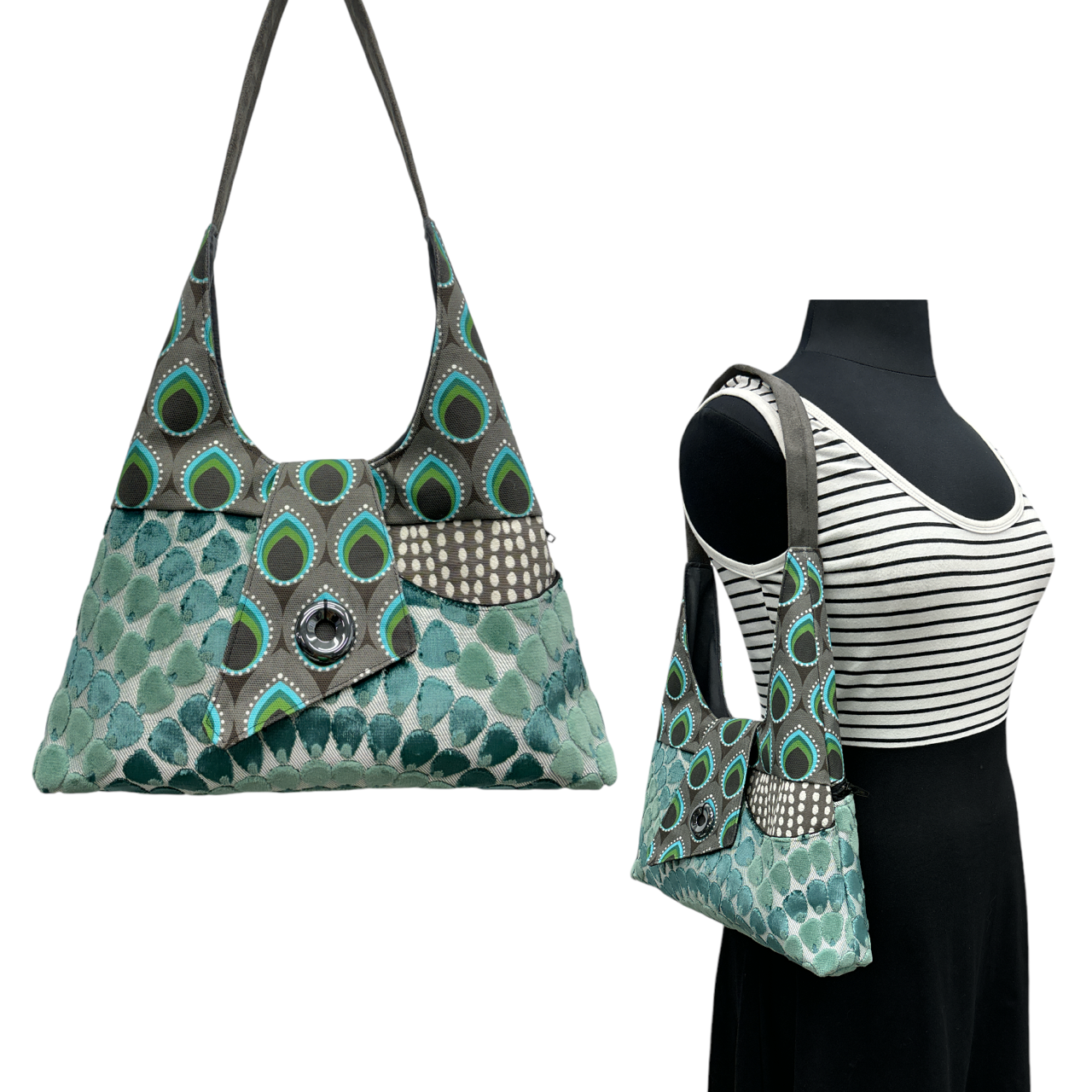 Joyful Tote Peacock Grey/Green Teal