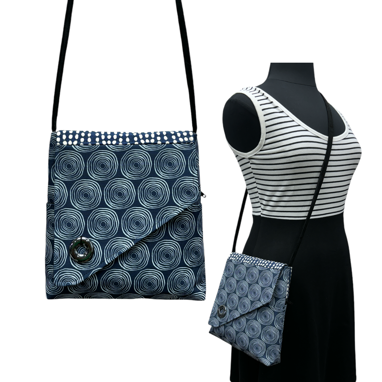 Day Bag Dark Blue Circles