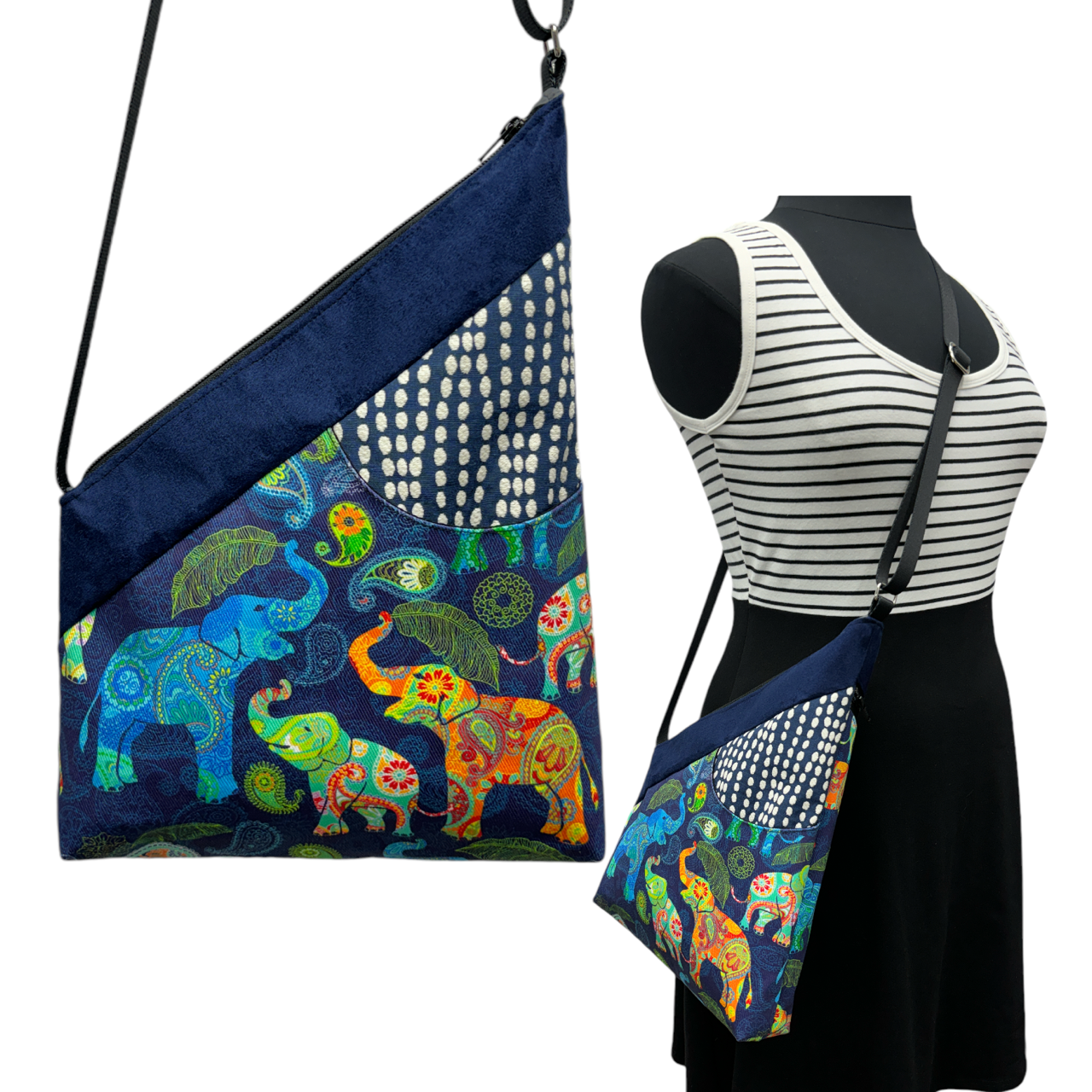 Festival Bag Elephants on Blue