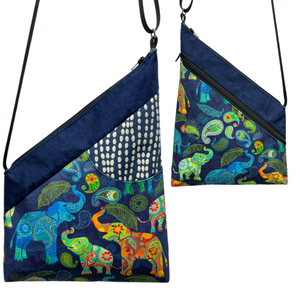 Festival Bag Elephants on Blue