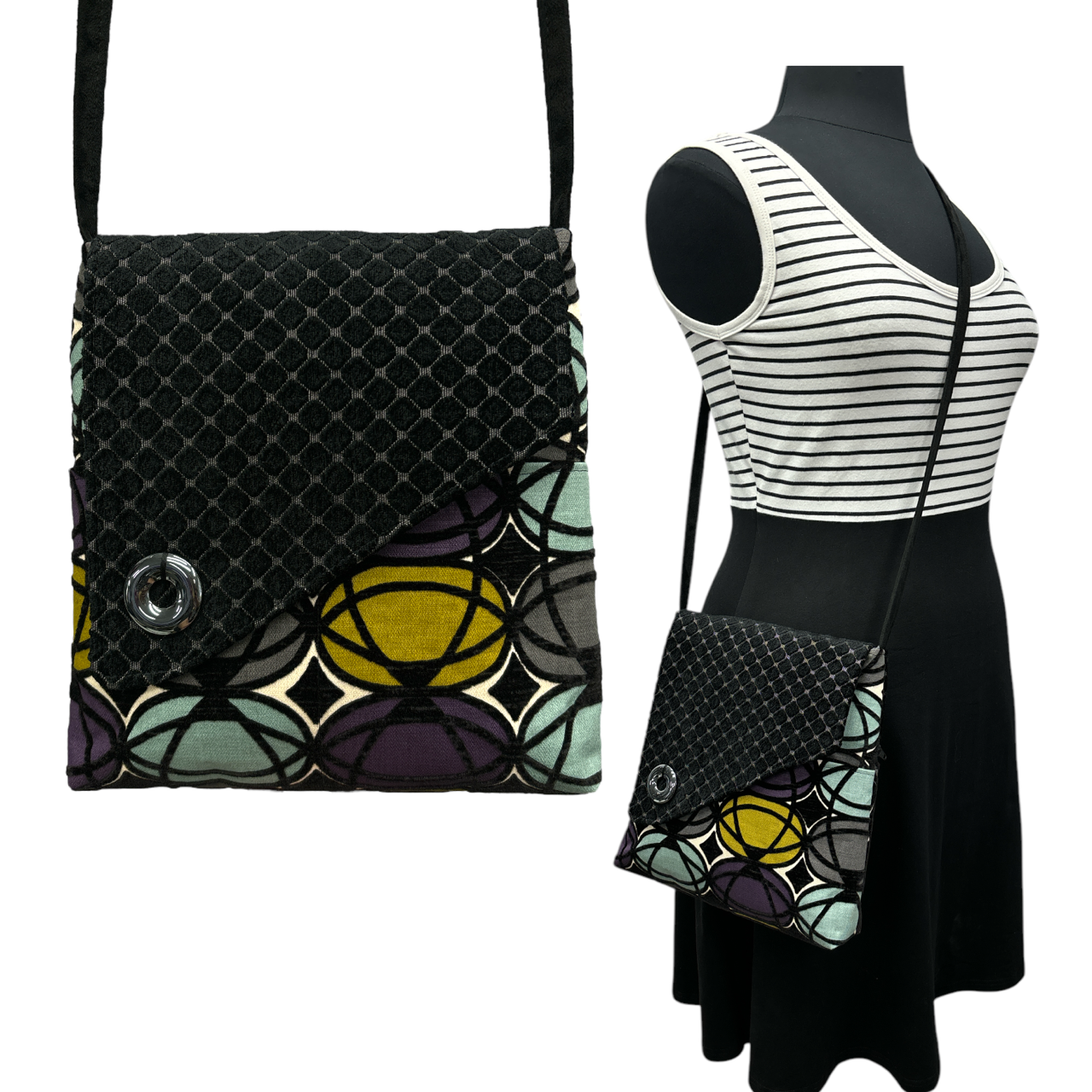 Day Bag Geometric Pattern with Black