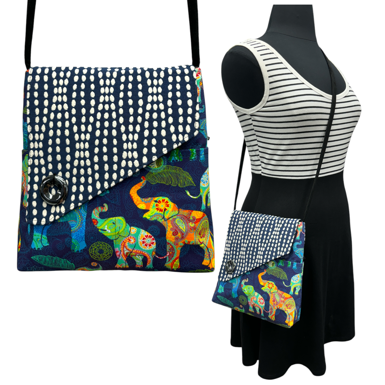 Day Bag Elephants on Blue