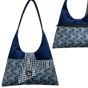 Joyful Tote Dark Blue Circles