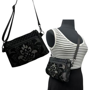 SALE Hip Bag -Black Lotus Flower