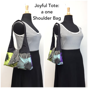 SALE Joyful Tote - Chocolate Brown & Black with Gold Flower