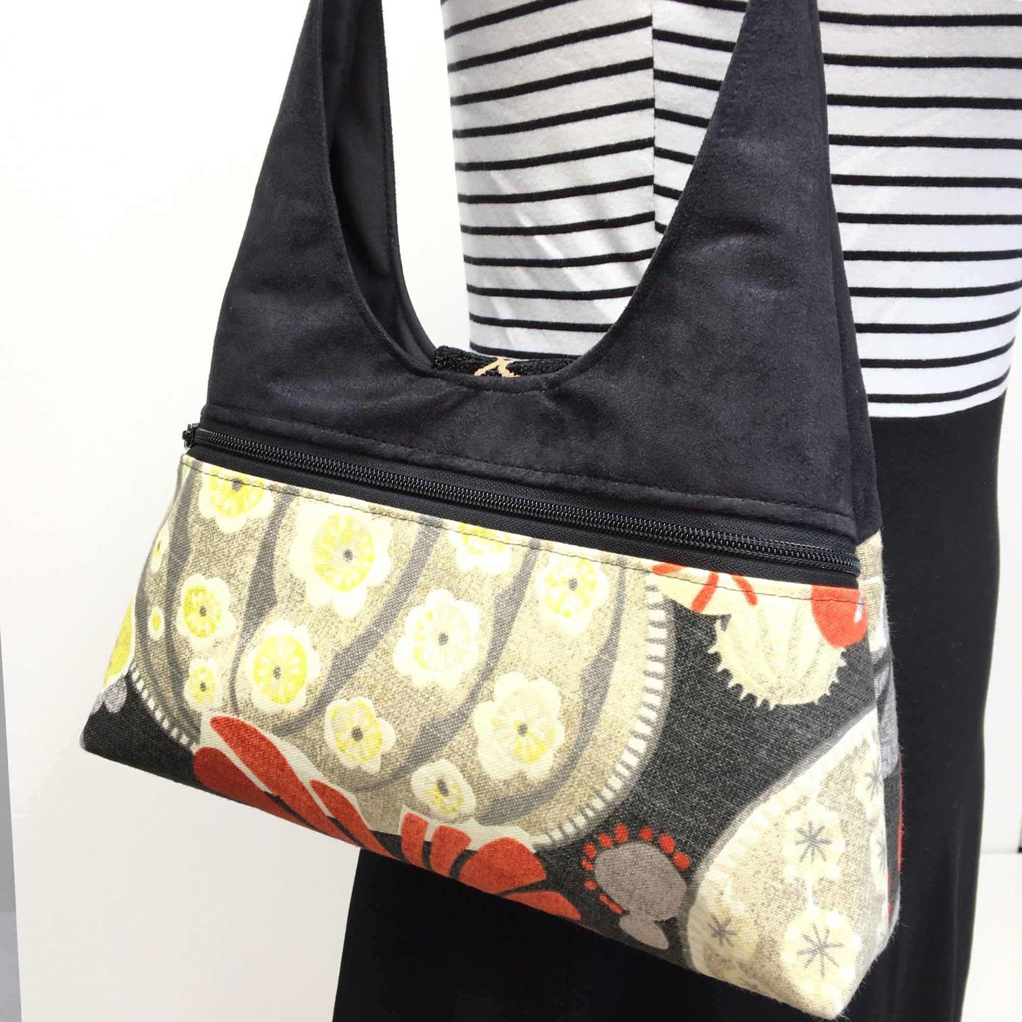 Hobo Bag Orange/Grey Seed Pod - Goldyfish Handbags