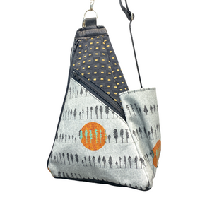 Origami Bag Grey Tree Orange Sun